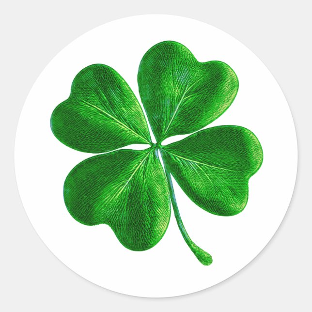 Classic Irish four leaf Clover Classic Round Sticker (Front)
