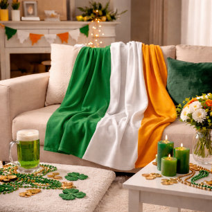 Classic Irish Tricolor Inspired  Fleece Blanket