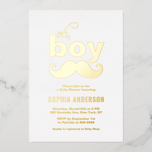 Classic It's a Boy Moustache Baby Shower (Front)