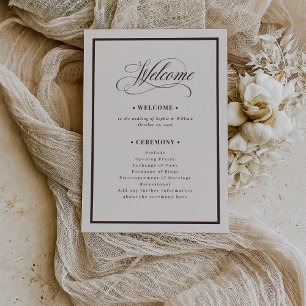Classic Ivory and Brown   Luxe Neutral Wedding Program