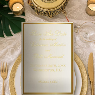 Classic Ivory and Gold Elegant Save the Date