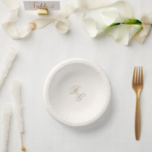 Classic Ivory and Gold Timeless Wedding Paper Plate