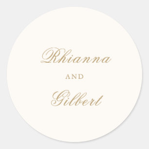 Classic Ivory and Gold Timeless Wedding Round Sticker