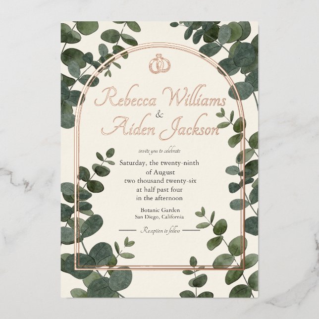Classic Ivory and Rose Gold Foil Wedding (Front)