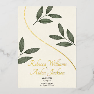 Classic Ivory and Rose Gold Foil Wedding Invitatio