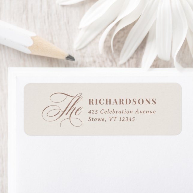 Classic Ivory and Taupe Calligraphy Return Address (Insitu)