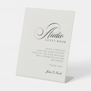 Classic Ivory Black Audio Guest Book Wedding Sign