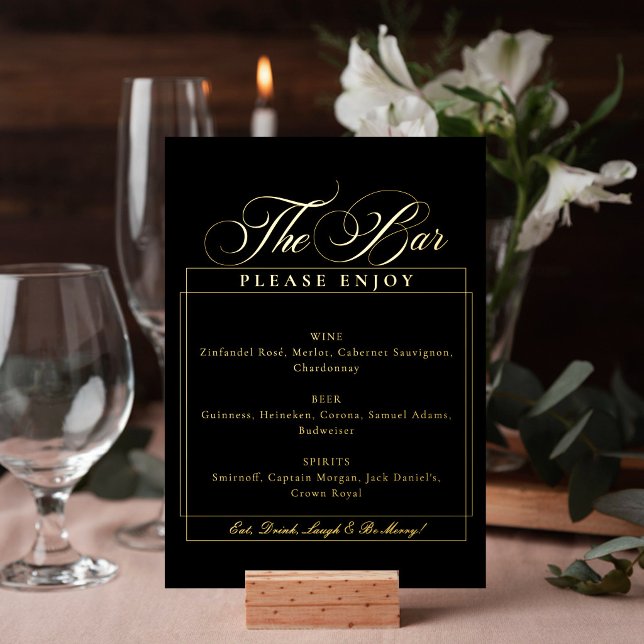 Classic Ivory Black Calligraphy Wedding Bar Sign (Creator Uploaded)