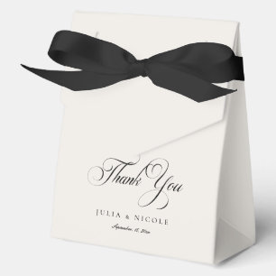 Classic Ivory Black Calligraphy Wedding Thank You Favor Box