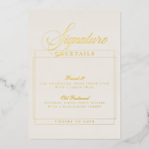 Classic Ivory Black Signature Cocktails Sign