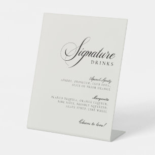 Classic Ivory Black Signature Drinks Wedding Sign