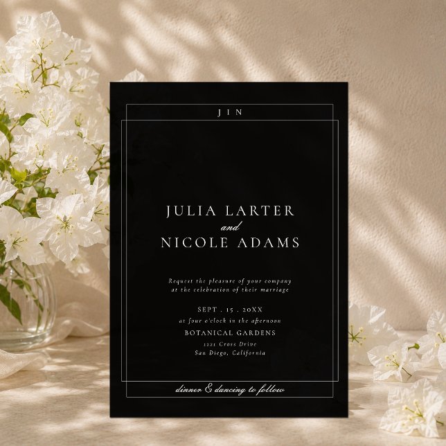 Classic Ivory Black Simple Minimalist Wedding Acrylic Invitations (Creator Uploaded)