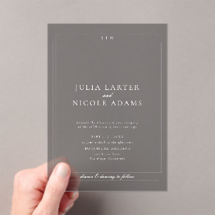 Classic Ivory Black Simple Minimalist Wedding Acrylic Invitations