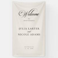 Classic Ivory Black Welcome Wedding Banner Sign