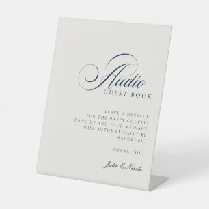 Classic Ivory Blue Audio Guest Book Wedding Sign