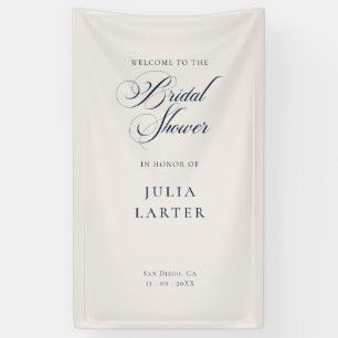 Classic Ivory Blue Bridal Shower Banner Sign