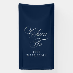 Classic Ivory Blue Calligraphy Cheers To Banner
