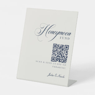 Classic Ivory Blue Honeymoon Fund Wedding Sign