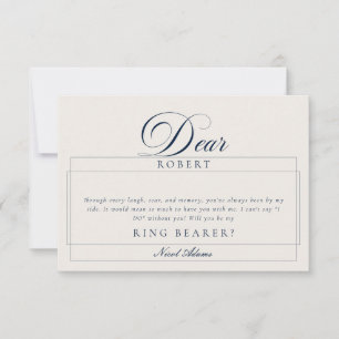 Classic Ivory Blue Ring Bearer Proposal Cards