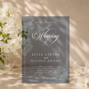 Classic Ivory Blue Simple Minimalist Wedding Acrylic Invitations