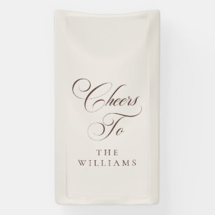 Classic Ivory Brown Calligraphy Cheers To Banner