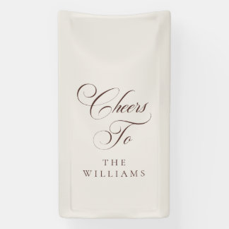 Classic Ivory Brown Calligraphy Cheers To Banner