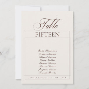 Classic Ivory Brown Calligraphy Name Table Number