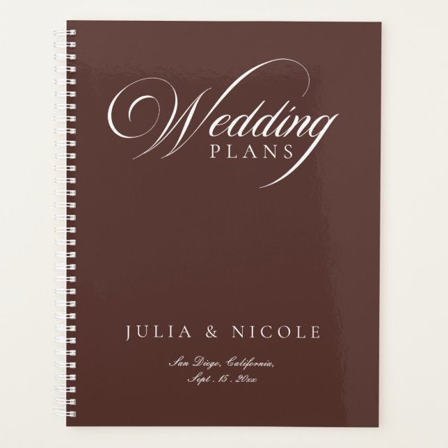 Classic Ivory Brown Calligraphy Planner Notebook (Front)