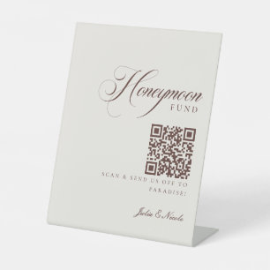 Classic Ivory Brown Honeymoon Fund Wedding Sign
