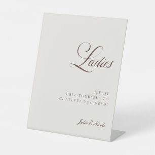Classic Ivory Brown Ladies Bathroom Basket Sign