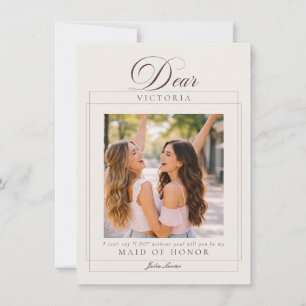Classic Ivory Brown Maid of Honour Proposal Card
