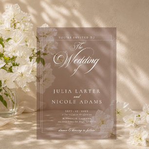 Classic Ivory Brown Simple Minimalist Wedding Acrylic Invitations
