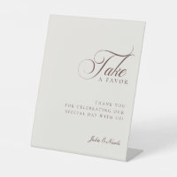 Classic Ivory Brown Take A Favour Wedding Sign