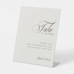 Classic Ivory Brown Take A Favour Wedding Sign