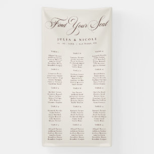 Classic Ivory Brown Wedding Seating Chart Sign