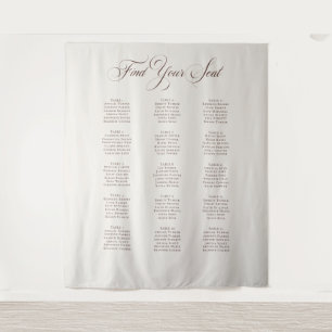 Classic Ivory Brown Wedding Seating Chart Sign Tapestry