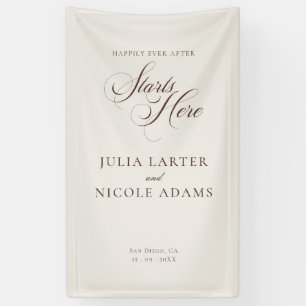 Classic Ivory Brown Welcome Wedding Banner Sign