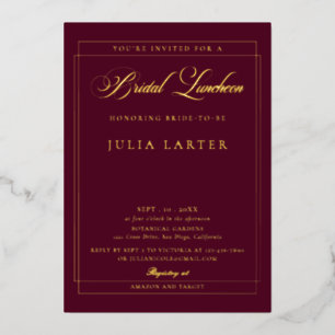 Classic Ivory Burgundy Calligraphy Bridal Luncheon