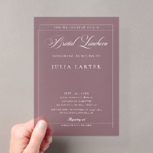 Classic Ivory Burgundy Calligraphy Bridal Luncheon Acrylic Invitations