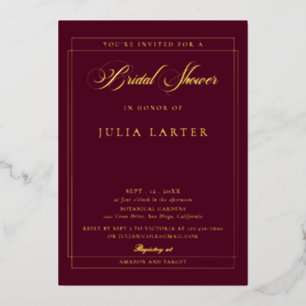 Classic Ivory Burgundy Calligraphy Bridal Shower
