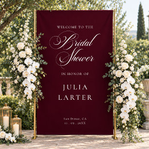 Classic Ivory Burgundy Calligraphy Bridal Shower Banner