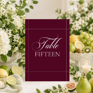 Classic Ivory Burgundy Calligraphy Table Number