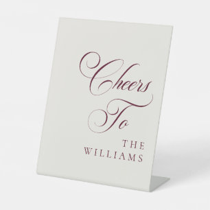 Classic Ivory Burgundy Cheers To Wedding Sign
