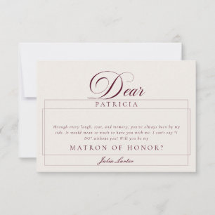 Classic Ivory Burgundy Matron of Honour Cards