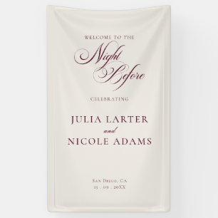Classic Ivory Burgundy Night Before Banner Sign