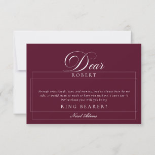 Classic Ivory Burgundy Ring Bearer Proposal Cards
