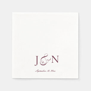 Classic Ivory Burgundy Script Calligraphy Wedding Napkin