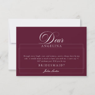 Classic Ivory Burgundy Wedding Bridesmaid Cards
