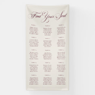 Classic Ivory Burgundy Wedding Seating Chart Sign