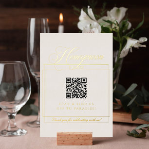 Classic Ivory Calligraphy Honeymoon Fund Sign